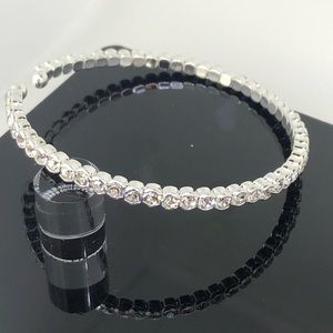 Crystal Rhinestone Silver Cuff Bracelet